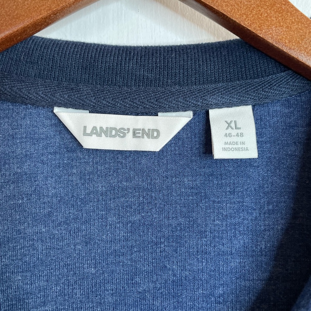 Lands' End Bedford Rib Men's Quarter-Zip Pullover Sweater Denim Heather Size XL - Picture 3 of 11
